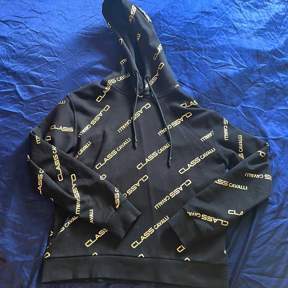 Cavalli Class Logo Brand (Medium) Exclusive Black and Gold hoodie